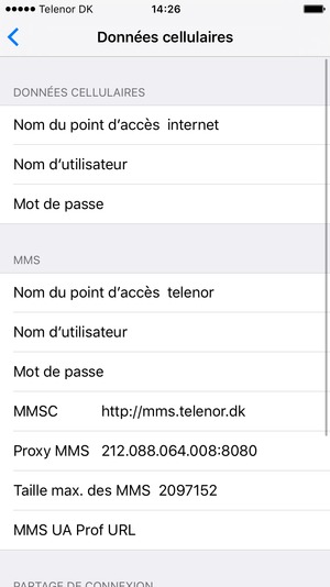 Saisissez les informations Internet