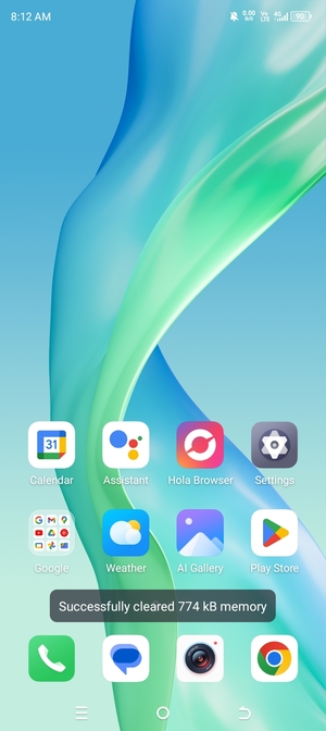 Slide down the top menu