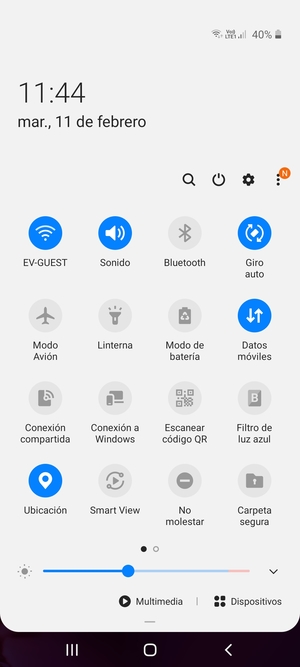 Seleccione Sonido para cambiar el modo de vibración