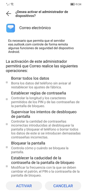Seleccione ACTIVAR