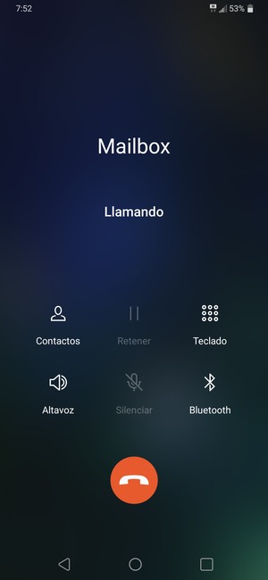 Si el correo de voz está llamando como aparece esta pantalla, el teléfono está configurado correctamente.