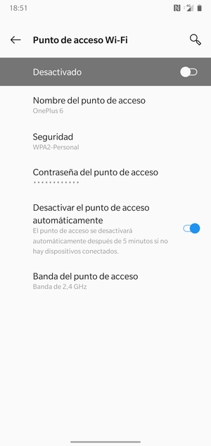 Seleccione Contraseña del punto de acceso