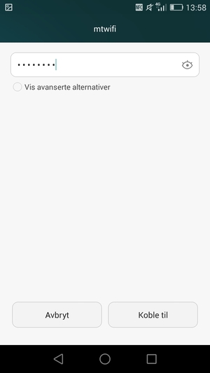 Skriv inn Wi-Fi-passord og velg Koble til