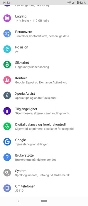 Bla til og velg Sikkerhet
