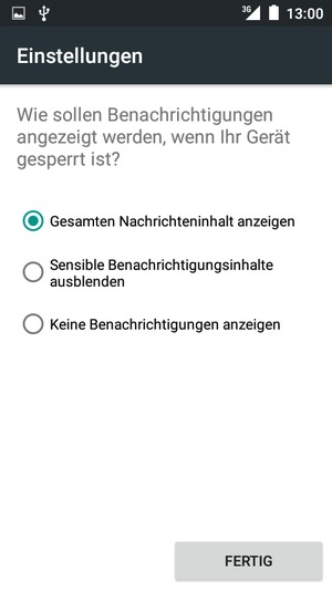 Wählen Sie die gewünschte Option und wählen Sie FERTIG