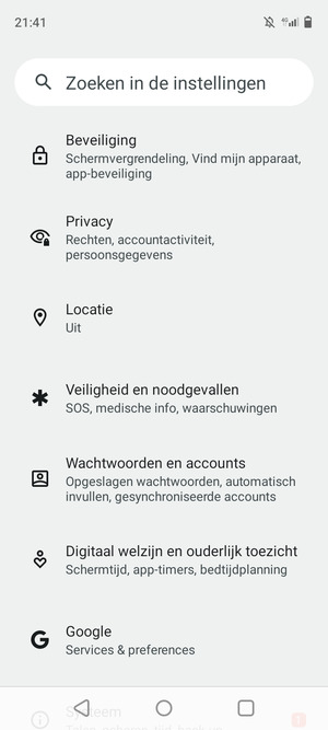 Scroll naar en selecteer Beveiliging