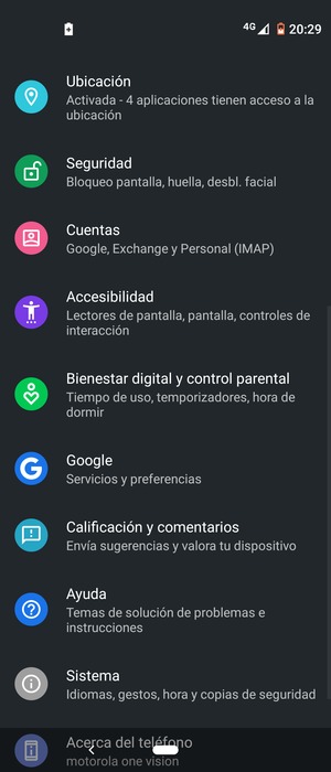 Desplácese y seleccione Ubicación