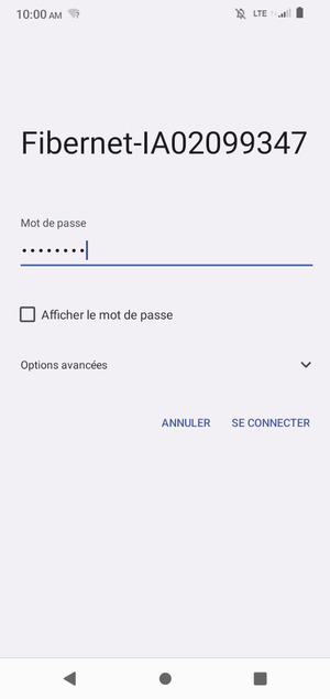 Saisissez le mot de passe du Wi-Fi et sélectionnez SE CONNECTER