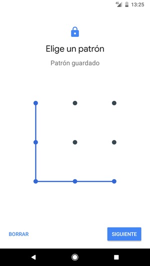 Dibuje un patrón de desbloqueo y seleccione SIGUIENTE