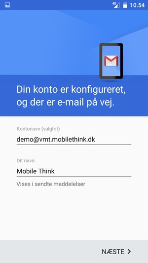 Giv din konto et navn og indtast dit navn. Vælg NÆSTE