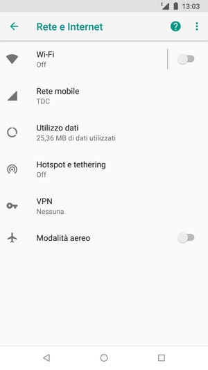 Seleziona Rete mobile