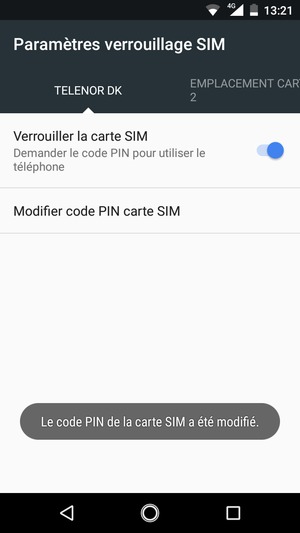 Votre code PIN de la carte SIM a été modifié