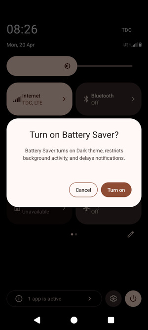 Select Turn on