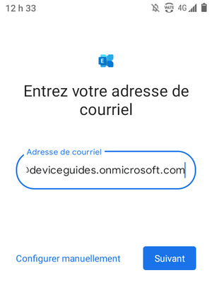 Saisissez votre adresse e-mail et sélectionnez Configurer manuellement