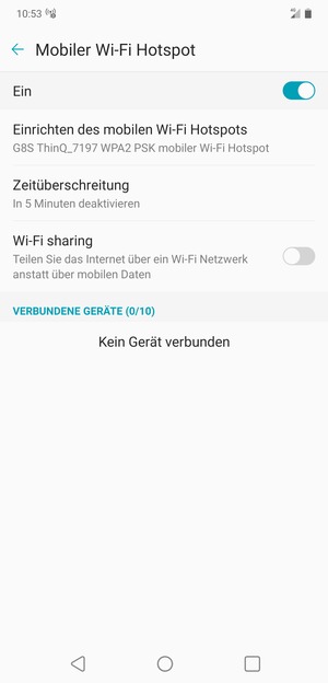 Ihr Handy ist jetzt für die Verwendung als Modem eingerichtet