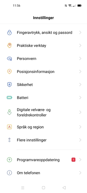Bla til og velg Sikkerhet