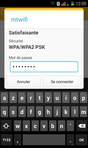 Saisissez le mot de passe du Wi-Fi et sélectionnez Se connecter
