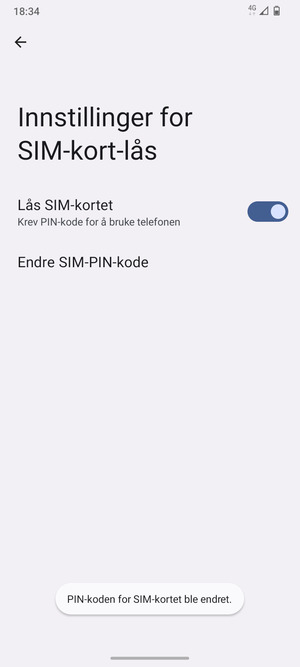 Din PIN-kode for SIM-kort er endret