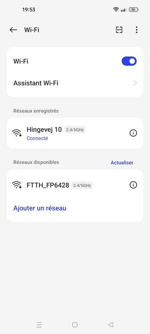 Vous êtes maintenant connecté au réseau Wi-Fi