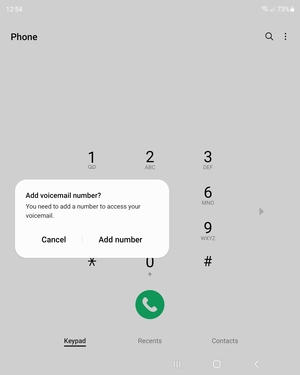 If your voicemail is not set up, select Add number
