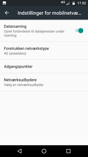 Slå Dataroaming til eller fra