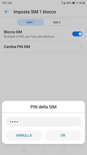 Inserisci PIN della SIM attuale e seleziona OK