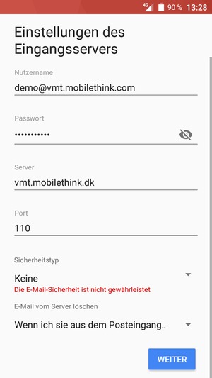 Wählen Sie WEITER