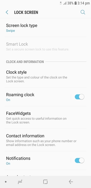 Select Screen lock type