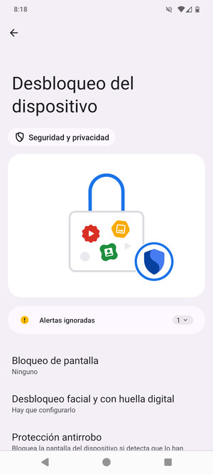 Seleccione Bloqueo de pantalla