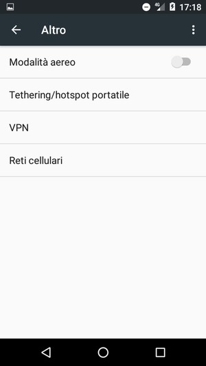Seleziona Tethering/hotspot portatile