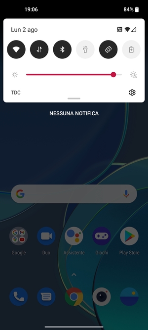 Scorri nuovamente verso il basso il menu in alto
