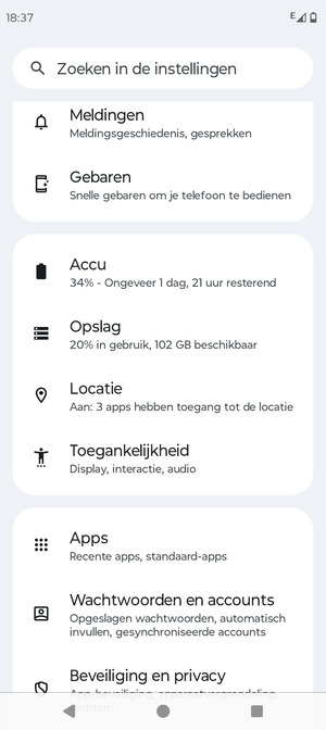 Scroll naar en selecteer Locatie