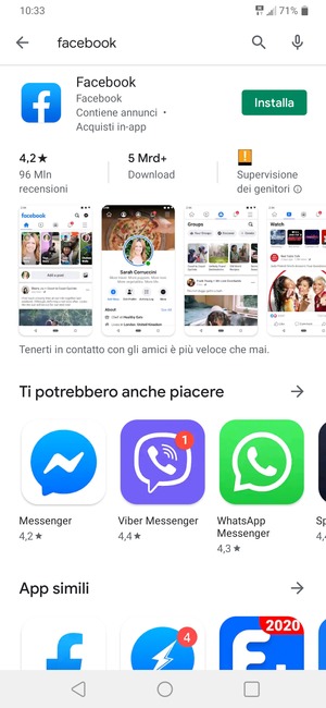 Seleziona l'applicazione