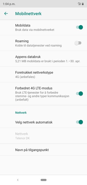 Slå av Velg nettverk automatisk
