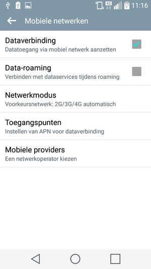 Om van netwerk te wisselen in geval van netwerkproblemen, selecteert u Mobiele providers