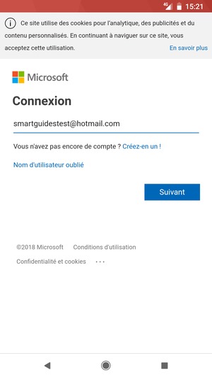Saisissez votre adresse e-mail et sélectionnez Suivant
