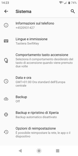 Seleziona Backup