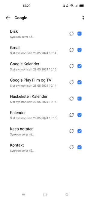 Din informasjon blir synkronisert