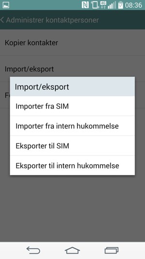 Vælg Importer fra SIM