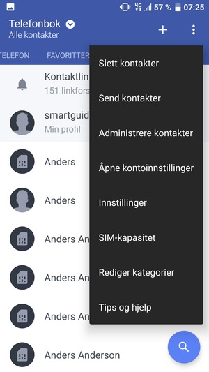 Velg Administrere kontakter