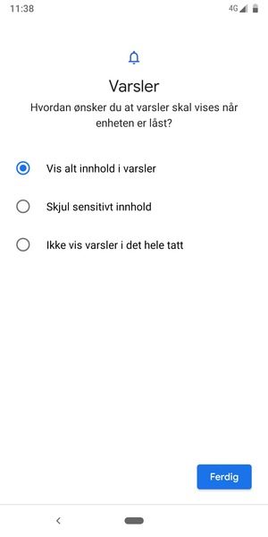 Velg ønsket alternativ og velg Ferdig