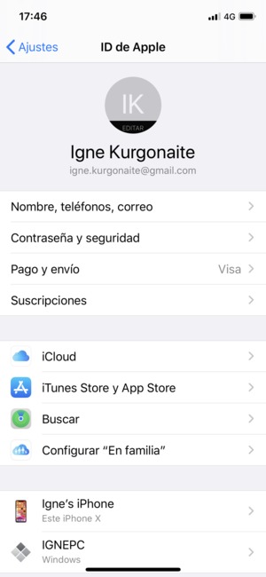 Seleccione iCloud
