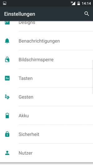Um Ihre Bildschirmsperre zu aktivieren, gehen Sie zum Einstellungen Menü und wählen Sie  Bildschirmsperre