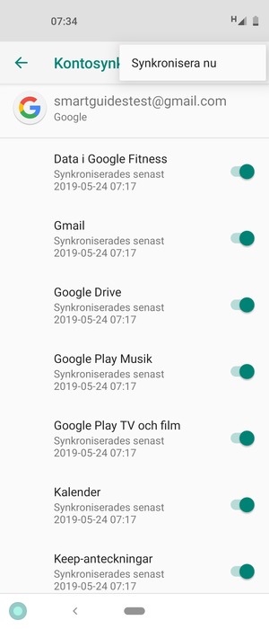 Välj Synkronisera nu