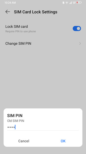 Enter your Old SIM PIN and select OK