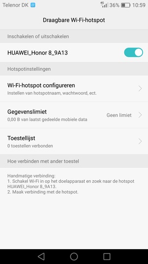 Uw telefoon is nu geïnstalleerd voor gebruik als modem