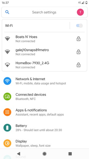 Select the wireless network you want to connect to