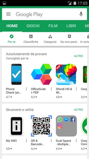 Seleziona la barra di ricerca