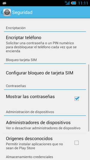 Para cambiar el PIN de la tarjeta SIM, vuelva al menú seguridad y seleccione Configurar bloqueo de tarjeta SIM