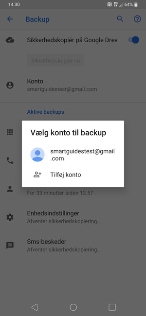 Vælg din Google konto